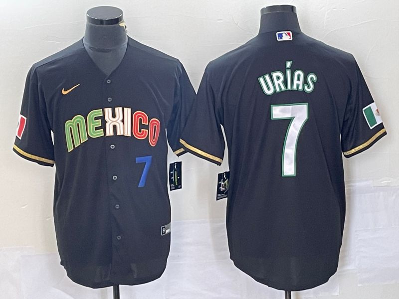 Men 2023 World Cub Mexico 7 Urias Black Nike MLB Jersey style 91826